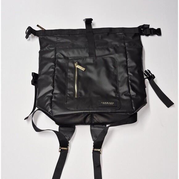 VERSACE Parfums Convertible Rider Backpack Shoulder Tote Bag Black Gold NWOT main image 15